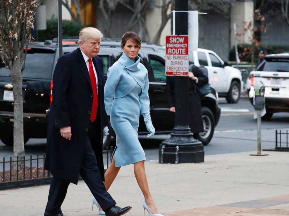 PHOTO: President-elect Donald Trump and his wife Melania arrives for a church service at St. Johns Episcopal Church across from the White House in Washington, Jan. 20, 2017, on Donald Trumps inauguration day.