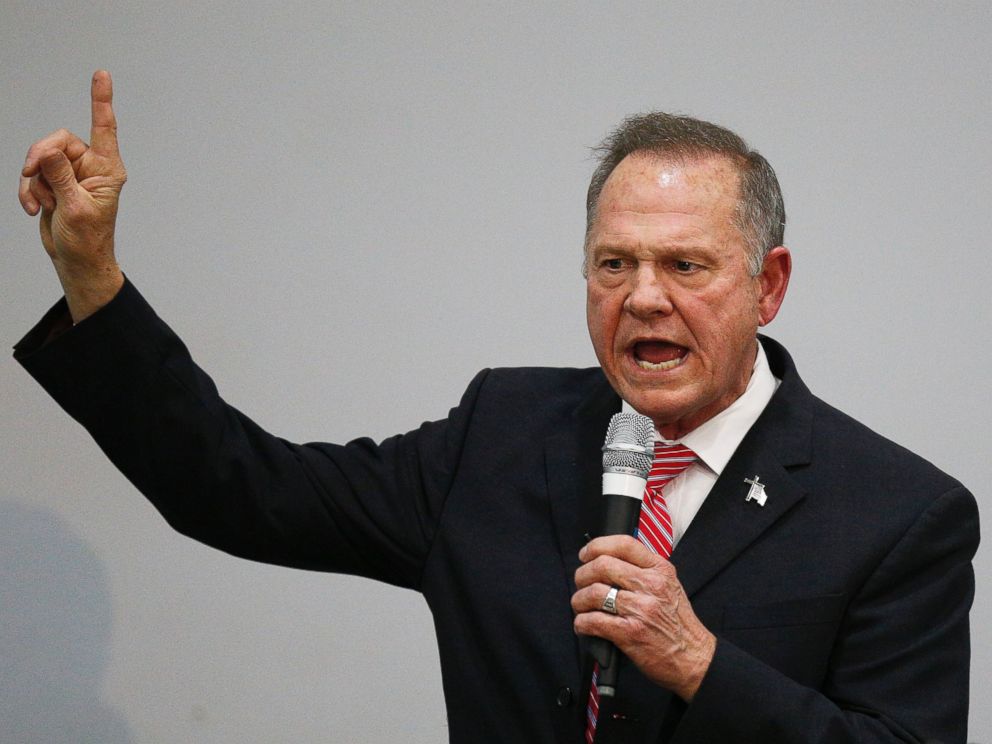 Former Alabama Chief Justice and U.S. Senate candidate Roy Moore speaks at a church revival, Tuesday, Nov. 14, 2017, in Jackson, Ala.