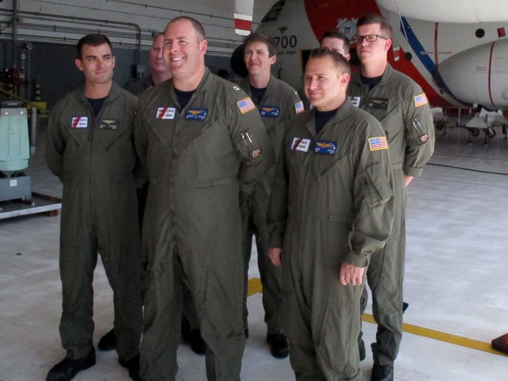 PHOTO: A U.S. Coast Guard crew poses for a photo at the U.S. Coast Guard Air Station Barbers Point in Kapolei, Hawaii, Aug. 11, 2014.
