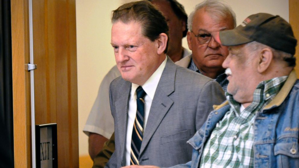 PHOTO: Byron Smith, center, comes out of a Morrison County courtroom in Little Falls, Minn.