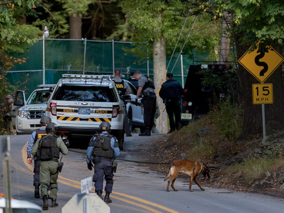 PHOTO: Law enforcement personnel continue their search for Eric Frein, the suspect in the ambush at the Pennsylvania State Police barracks in Blooming Grove, in Monroe County, Pa.