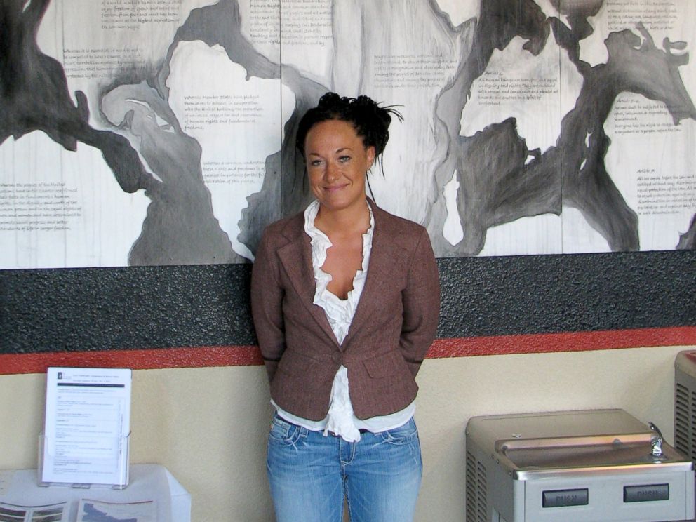PHOTO: Rachel Dolezal, a leader of the Human Rights Education Institute, stands in front of a mural she painted at the institutes offices in Coeur dAlene, Idaho, July 24, 2009.