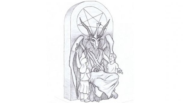 PHOTO: This artists rendering provided by the Satanic Temple shows a proposed monument that the New York-based Satanic group wants to place at the Oklahoma state Capitol. 