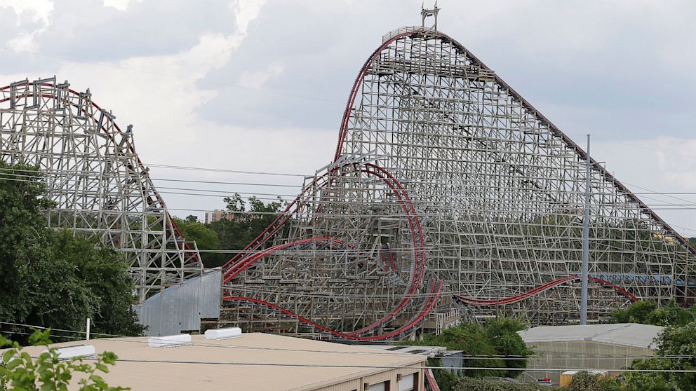 PHOTO: Texas Giant roller coaster ride sits idle at Six Flags Over Texas park in Arlington