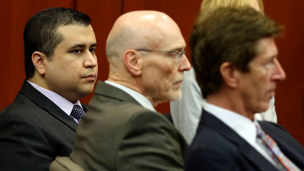 PHOTO: George Zimmerman, left, sits with his defense attorneys, Don West, center, and Mark OMara during the continuation of jury deliberation in his trial in Seminole circuit court in Sanford, Fla. Saturday, July 13, 2013.