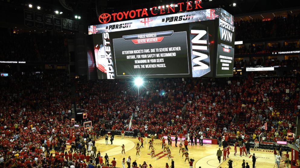 Inside the Houston Basketball Arena Where Fans Waited Out Storm