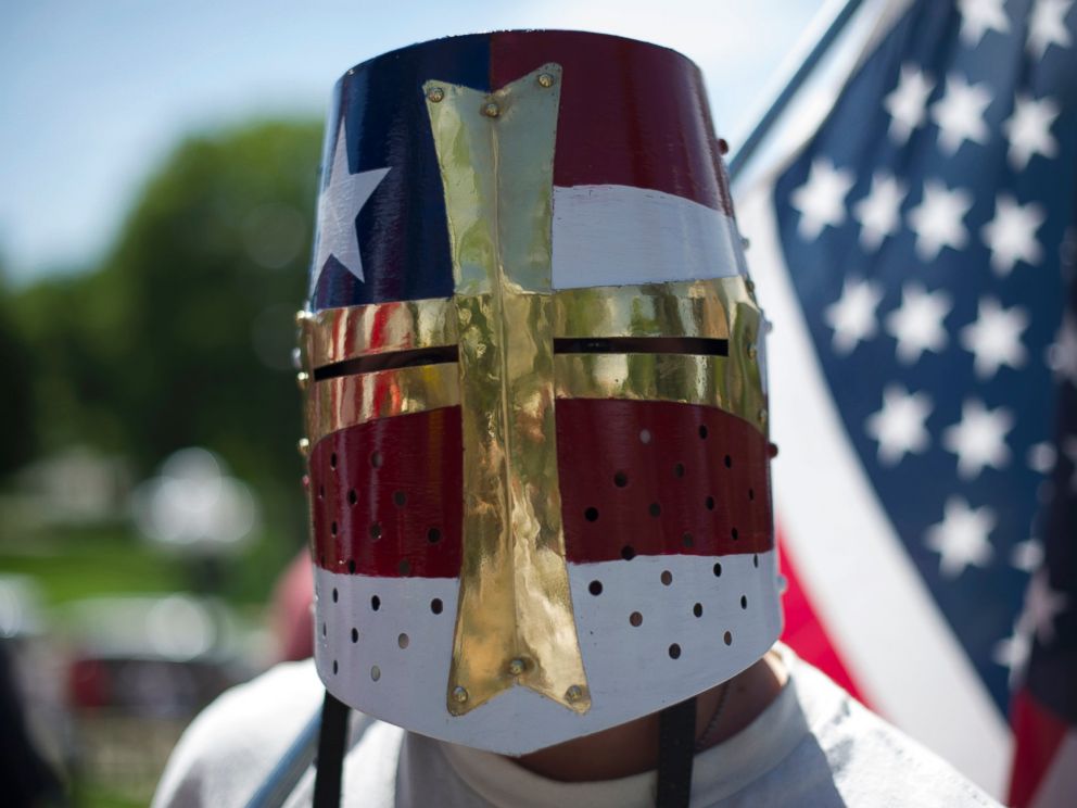 PHOTO: A right-wing demonstrator participates in the Denver March Against Sharia Law in Denver, June 10, 2017.