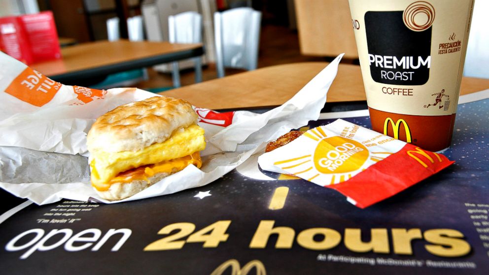 PHOTO: A sausage Egg McMuffin meal with hash browns and Premium Roast coffee is arranged for a photo in a McDonalds restaurant in Hillside, New Jersey, Friday, April 13, 2007.