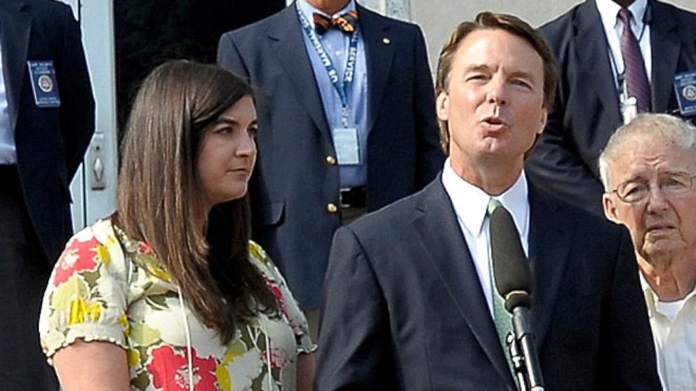 PHOTO: Former U.S. Sen. John Edwards addresses the media alongside his daughter Cate Edwards at the federal court May 31, 2012 in Greensboro, N.C.