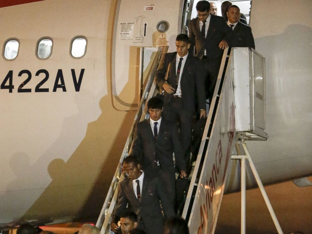 PHOTO: The Costa Rica national football team steps off the plane upon arrival in Guarulhos International Airport in Sao Paulo, Brazil, June 9, 2014, to take part in the 2014 FIFA World Cup.