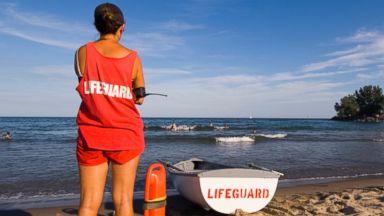 PHOTO: In this stock image, a lifeguard watches over swimmers on Lake Ontario in Toronto, Canada.
