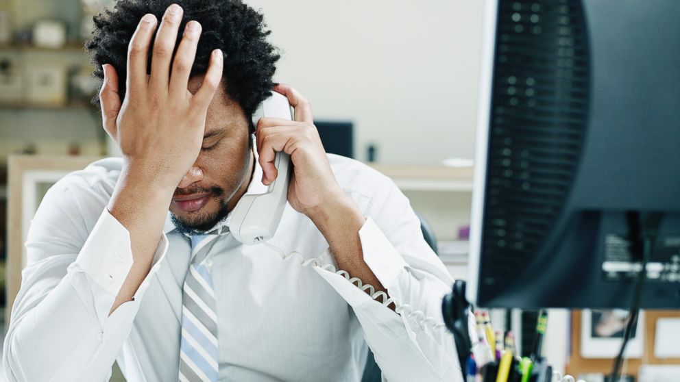 PHOTO: A man on the phone appears frustrated in this undated file photo.