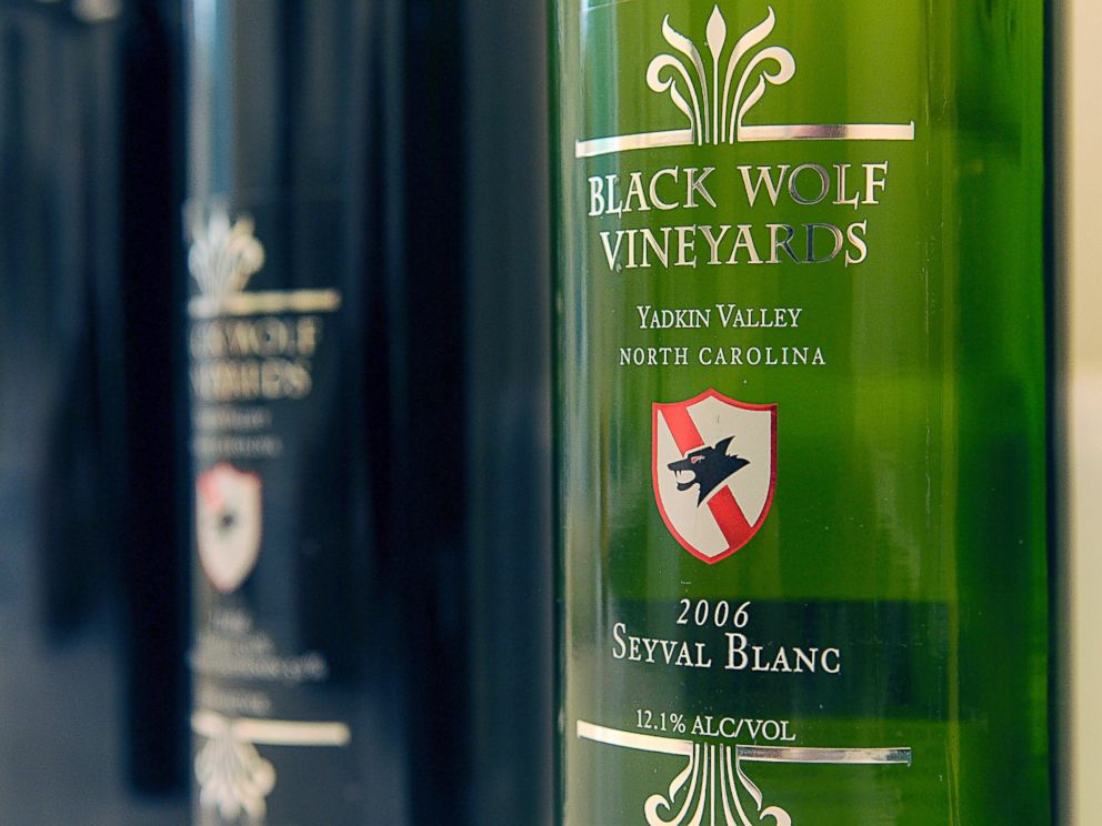PHOTO: Bottles of Black Wolf Vineyards wine sit in the winery lab for inspection by potential bidders during the vineyard auction in Dobson, North Carolina, Aug. 20, 2010.