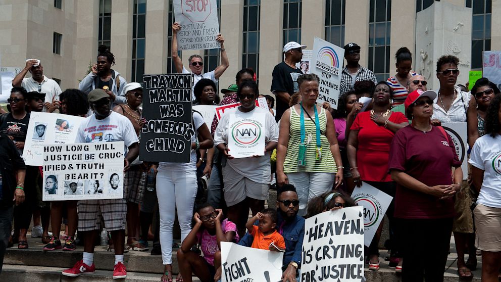 PHOTO: People demonstrate in Washington one week after acquittal of George Zimmerman