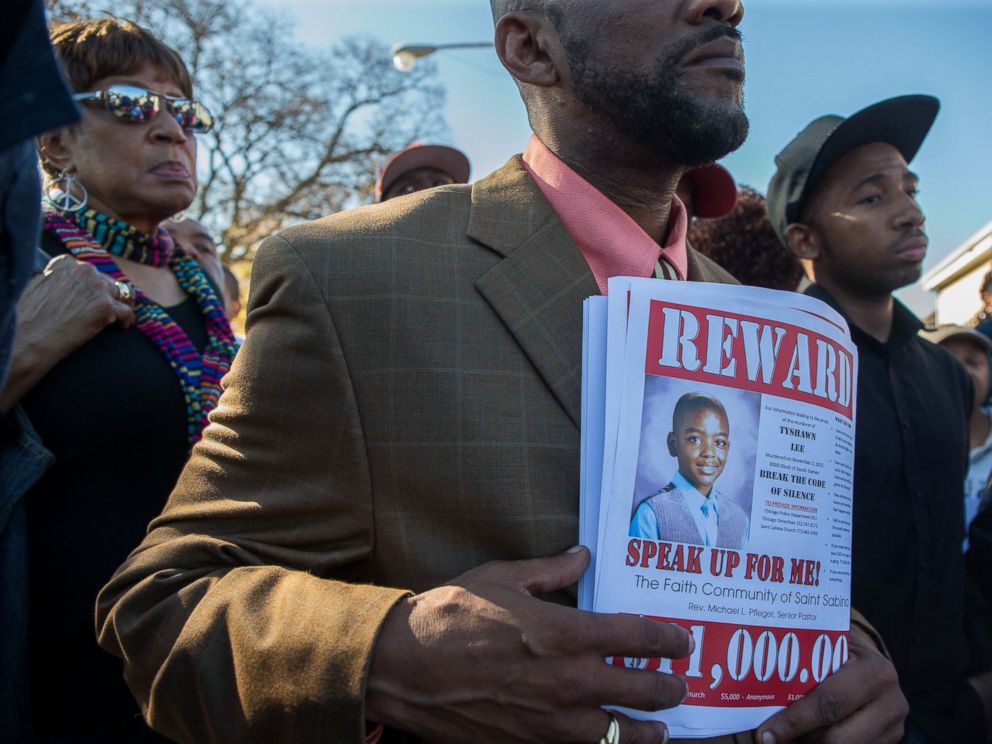 PHOTO: A memorial was held at the site where Tyshawn Lee, 9, was fatally shot in Chicagos Gresham neighborhood, March 7, 2016.
