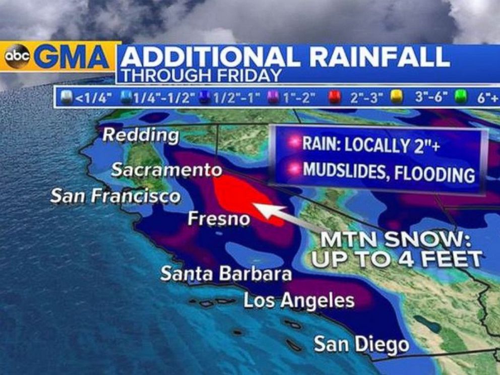 PHOTO: California will continue to see additional rainfall through Friday.