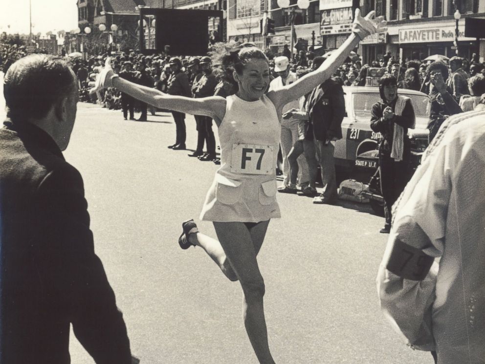 PHOTO: In 1975, Kathrine Switzer ran her personal best time in the Boston Marathon at 2:51.37.