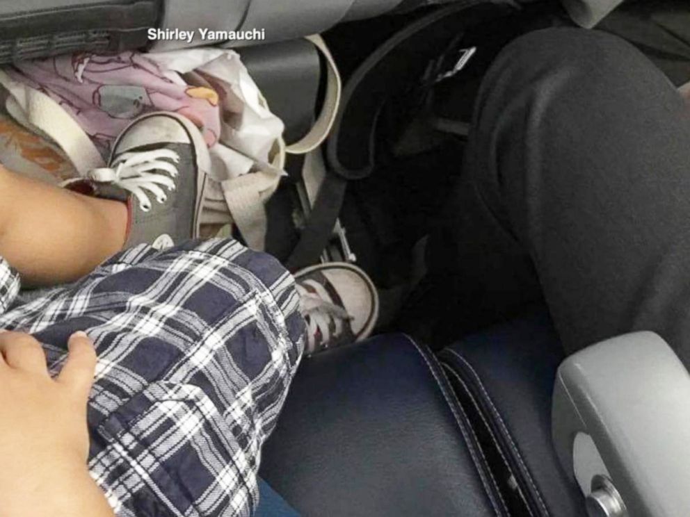 PHOTO: Shirley Yamauchi, of Hawaii, took photos of her 27-month-old son, Taizo, sitting on her lap while traveling on a United Airlines flight to Boston. <p itemprop=