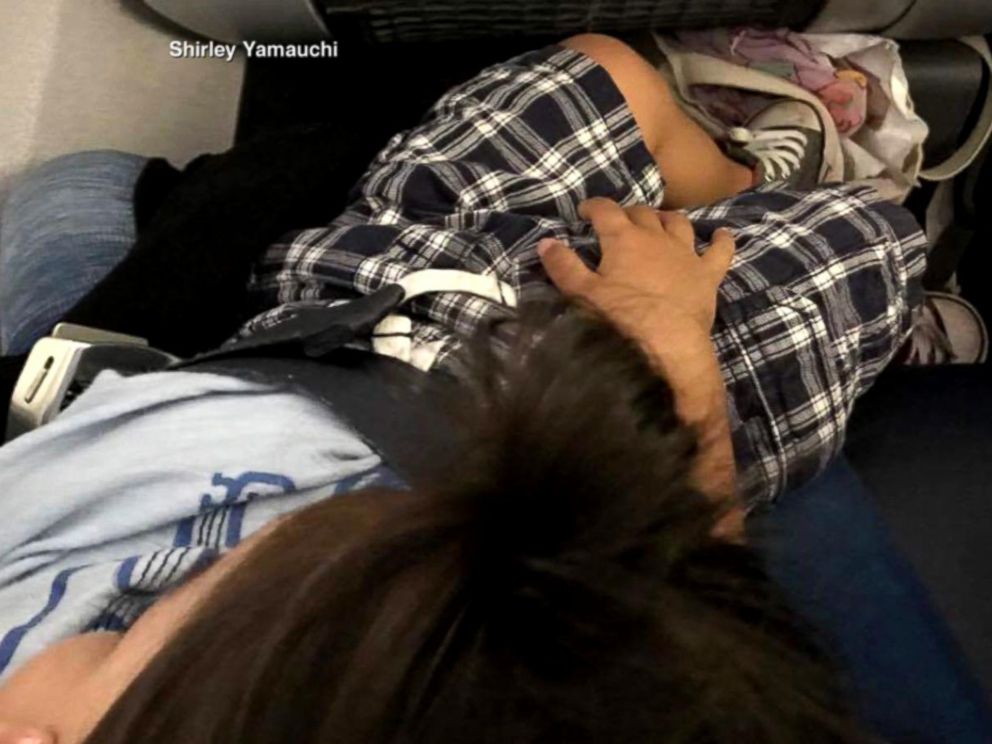 PHOTO: Shirley Yamauchi, of Hawaii, took photos of her 27-month-old son, Taizo, sitting on her lap while traveling on a United Airlines flight to Boston.