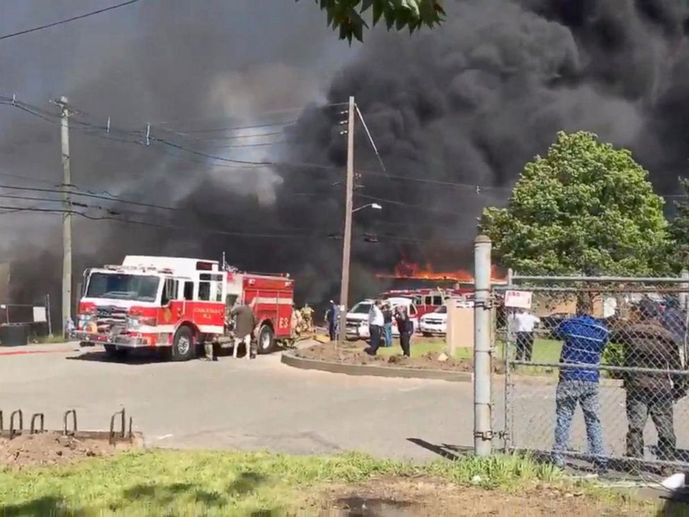 PHOTO: A small plane crashed in northern New Jersey, May 15, 2017.