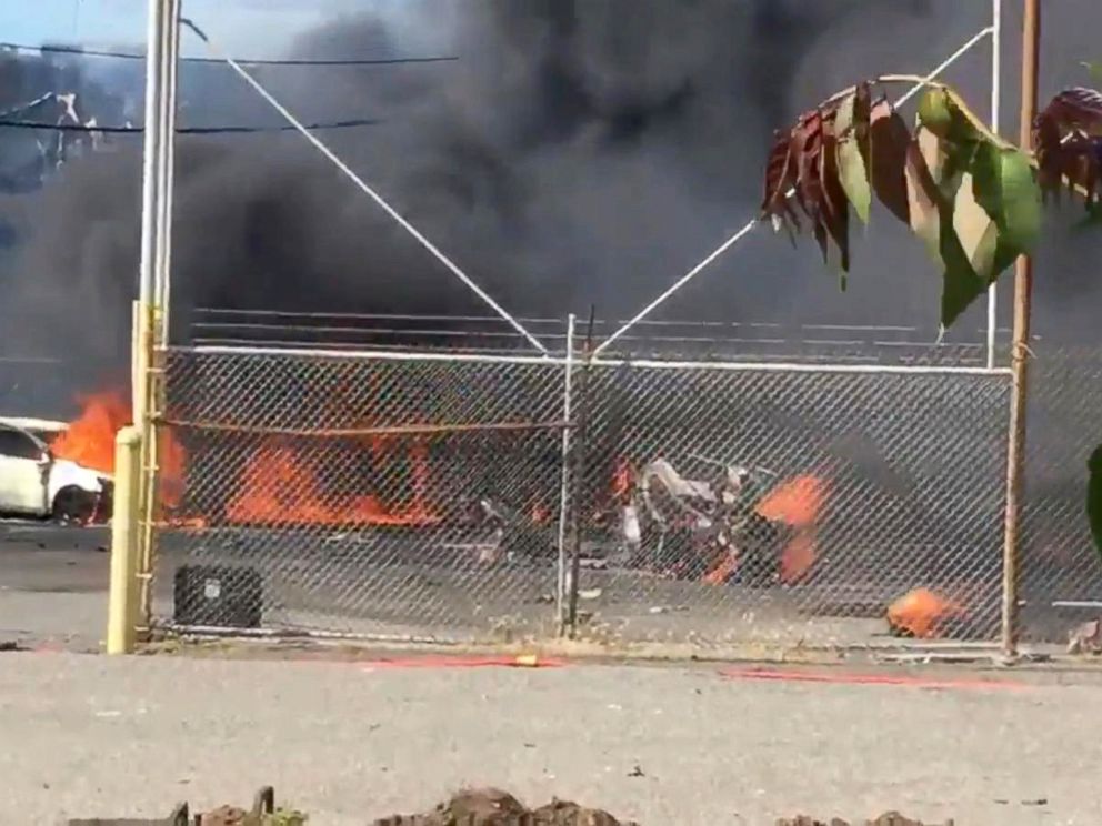 PHOTO: A small plane crashed in northern New Jersey, May 15, 2017.