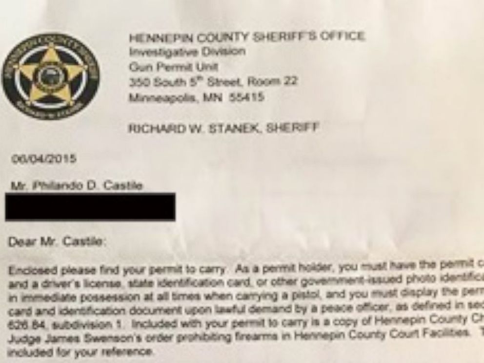 PHOTO: Philando Castiles family released a paper copy of his gun permit.