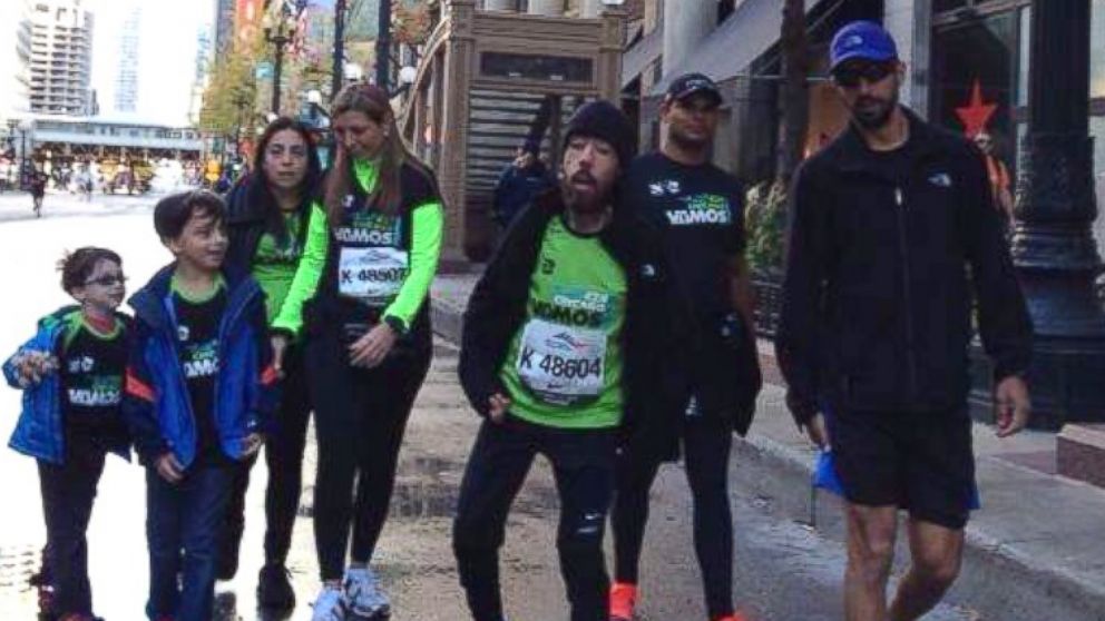 PHOTO: Maickel Melamed, of Venezuela, made it across the finish line of the of the Chicago Marathon