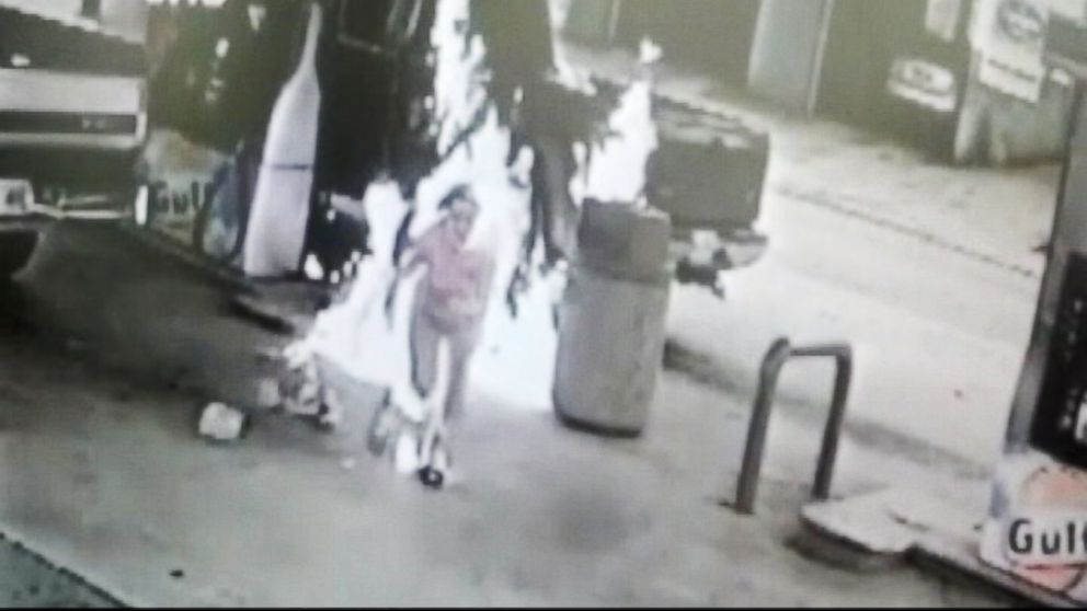 PHOTO: A Georgia man is facing a reckless conduct charge after he started a fire at a gas station and severely injured his wife, authorities said.