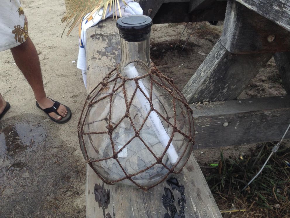 PHOTO: A message in a bottle discovered off the California coast last month.