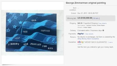 PHOTO: Artwork created by George Zimmerman, who was acquitted in the shooting death of Trayvon Martin this summer, was sold on eBay for $100,099.99.