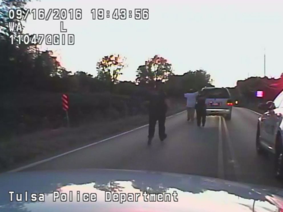 PHOTO: Video released by the Tulsa Police Department shows the moments before 40-year-old Terence Crutcher was shot by a police officer Friday night.