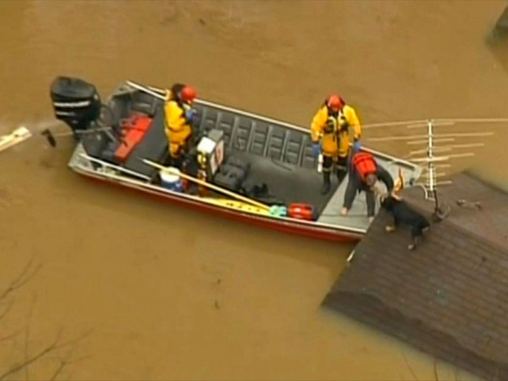 See Dramatic Rescue Of Man, Dog From Roof Of Missouri Home In Historic ...