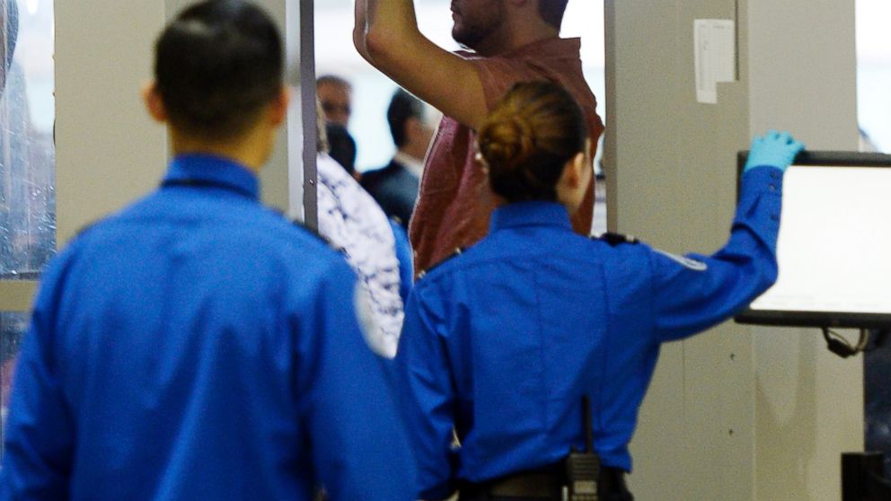 PHOTO: An airline passenger stands in a full-body scanner at Transportation Security Administration checkpoint at Los Angeles International Airport, Calif. in this Feb. 20, 2014 file photo. 