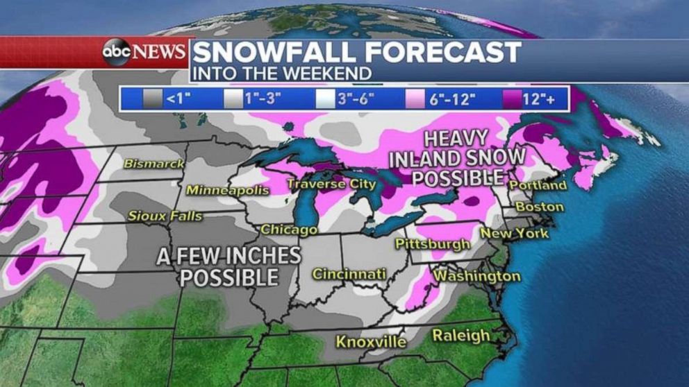 Snowfall totals will be limited along the coast, but inland could see over 6 inches.