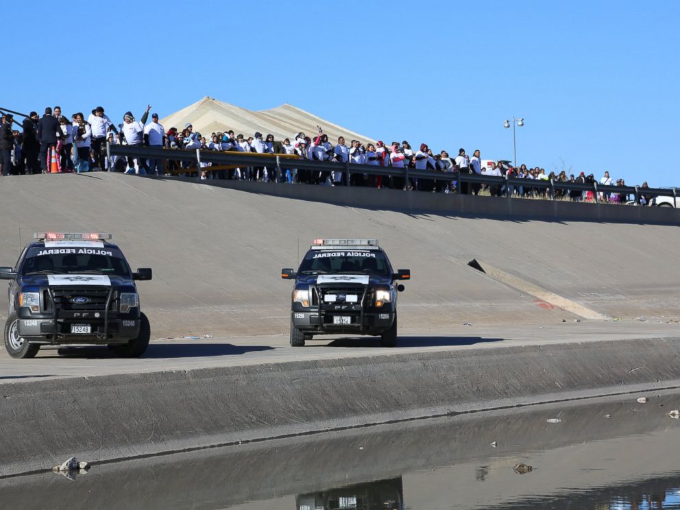 Family members on the Mexico side were given white t-shirts to wear.