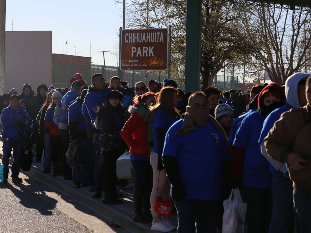 Family members on the U.S. side were given blue t-shirts to wear.