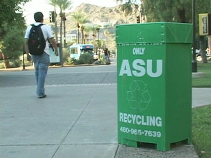 Picture of a recycling bin at ASU.