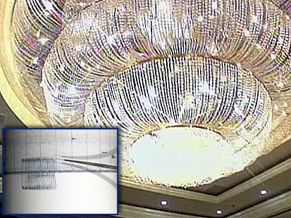 Earthquake Shakes Hotel Chandelier