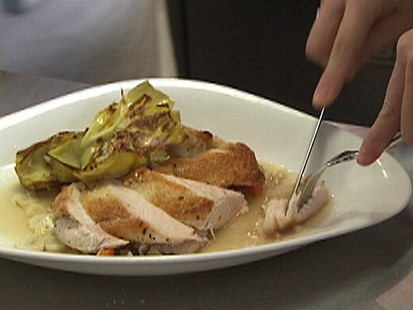 VIDEO: Chef Matt Weingarten prepares chicken with farro and artichokes.
