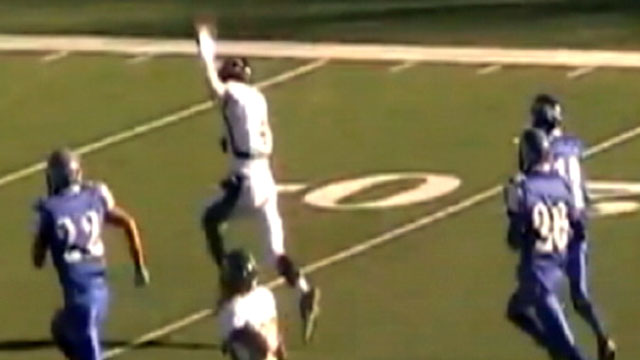 PHOTO: Matt Owens make triumphant gesture while scoring touchdown that was called a penalty and cost the high school the championship game.