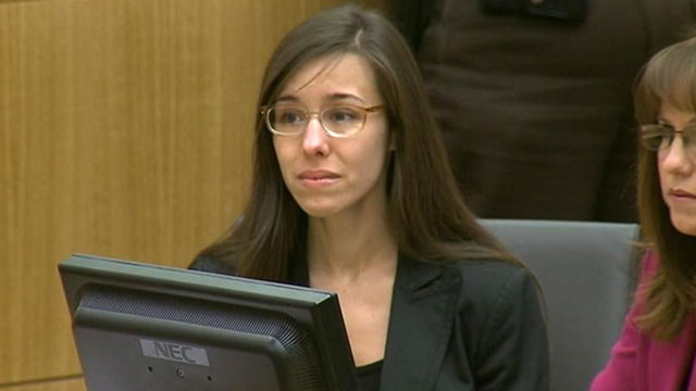 PHOTO: Jodi Arias reacts as the verdict is read in court during her trial at Maricopa County Superior Court in Phoenix.