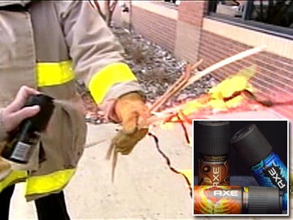 Photo: kids using AXE deodorant to build flame throwers