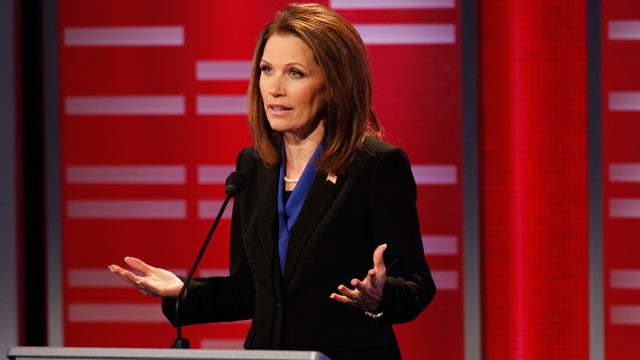 PHOTO: Michele Bachman speaks during the ABC News Republican Presidential debate moderated by Diane Sawyer and George Stephanopoulos live at Drake University in Des Moines, Iowa, December 10, 2011.