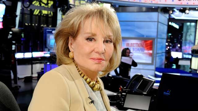 PHOTO: Barbara Walters poses during the election coverage for ABC News, Nov. 6, 2012.