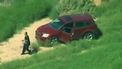 VIDEO: The male driver shot himself in the head after fleeing an SUV.