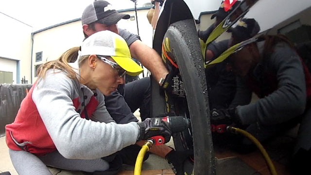 PHOTO: Christmas Abbott muscled her way into the world of NASCAR to become the first female pit crew member.