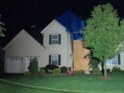 PHOTO: Police captain Mark Anderko's firebombed home.