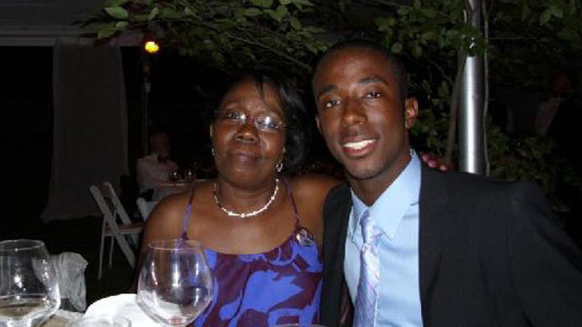 PHOTO: Marie Lourdes Andre and her son George Desdunes, who had been a member of the former Sigma Alpha Epislon chapter at Cornell University. Desdunes died in February from alcohol poisoning.
