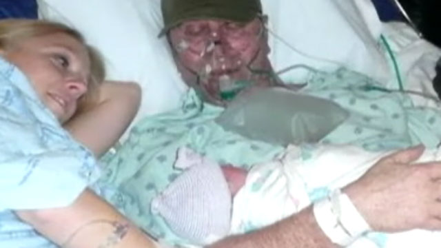 PHOTO: Diane Aulger induced labor so her dying husband could hold their daughter. He died 45 minutes later.