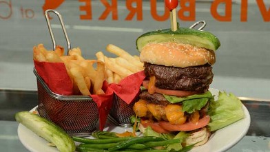 PHOTO: David Burke's Double Juicey Burkey Burger is served at his Bloomingdale's location in New York City, July 25, 2012.
